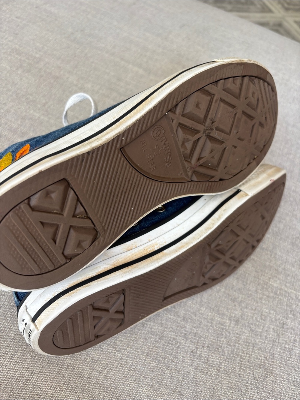 Converse Chuck Taylor Custom Hi Floral Embroidery Sunflower Sneakers in Denim 8 - Picture 6 of 10